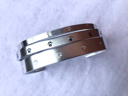 Paw Aluminium Cuff Bracelet - Personalised Wording Inside Cuff