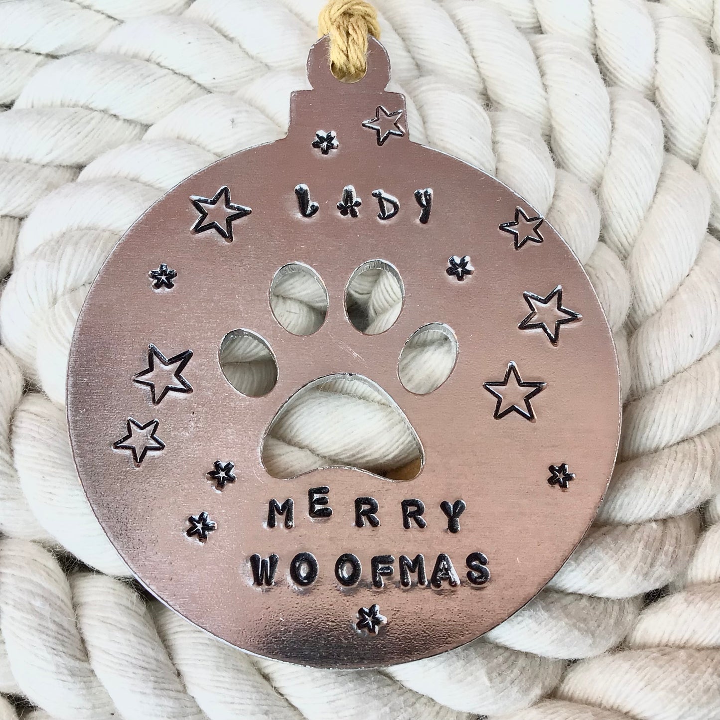 Personalised Hand Stamped Paw Bauble Christmas Decoration