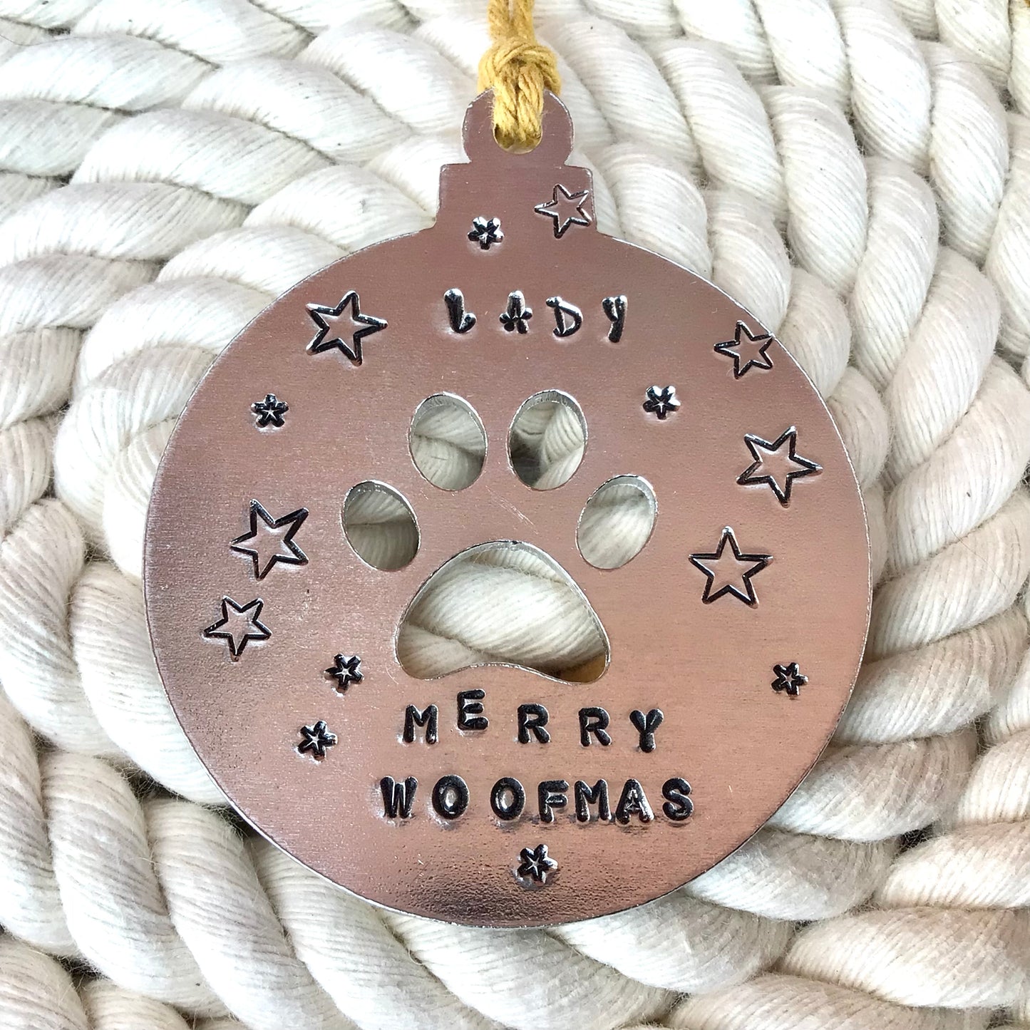 Personalised Hand Stamped Paw Bauble Christmas Decoration