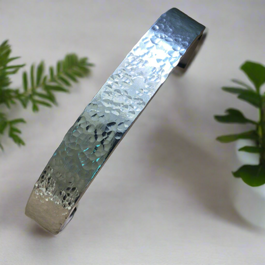 Textured Aluminium Cuff Bracelet - Personalised Wording Inside Cuff