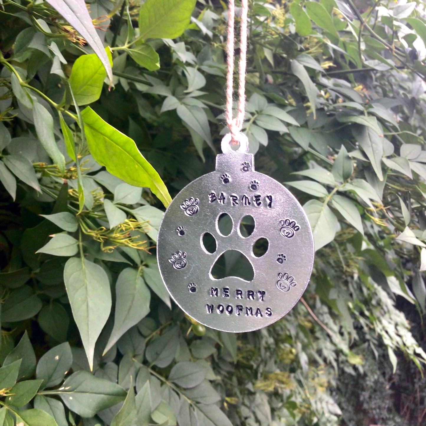 Personalised Hand Stamped Paw Bauble Christmas Decoration