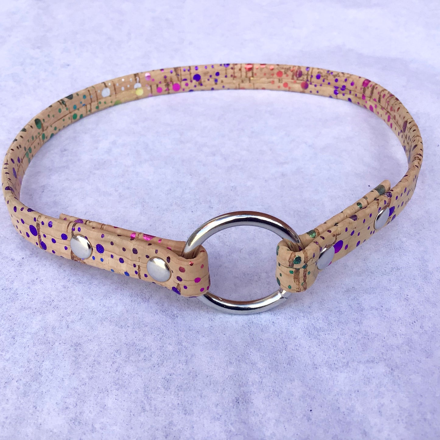 Rainbow Fleck Natural Cork ID Cork Collar