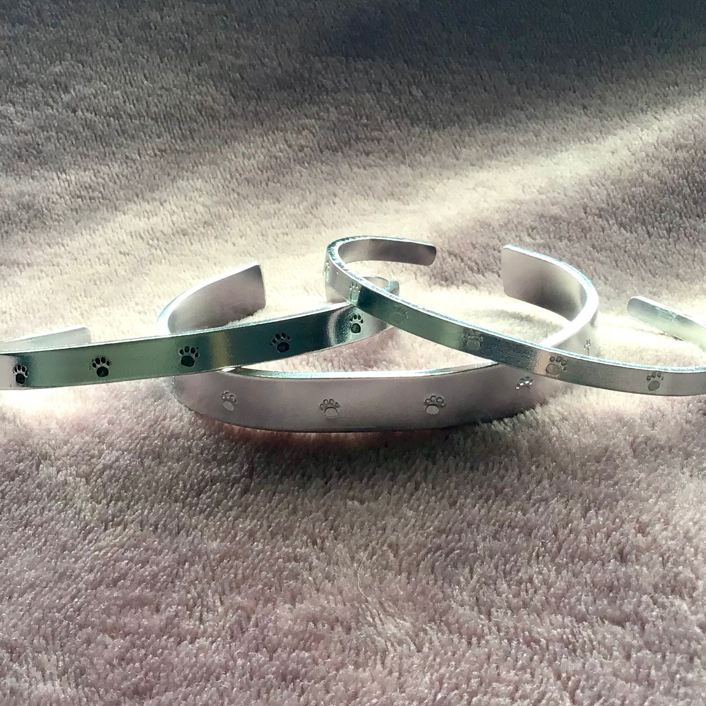 Paw Aluminium Cuff Bracelet - Personalised Wording Inside Cuff