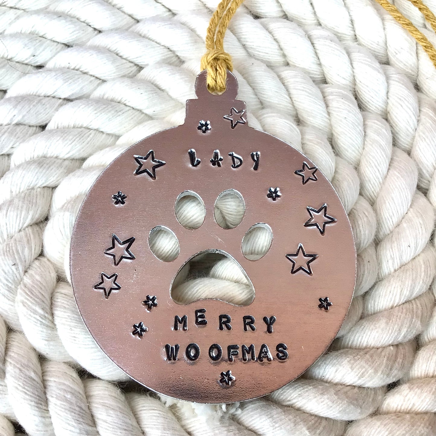 Personalised Hand Stamped Paw Bauble Christmas Decoration