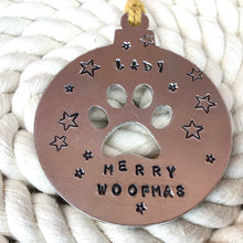 Load image into Gallery viewer, Personalised Hand Stamped Paw Bauble Christmas Decoration
