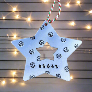 Personalised Hand Stamped Star Christmas Decoration