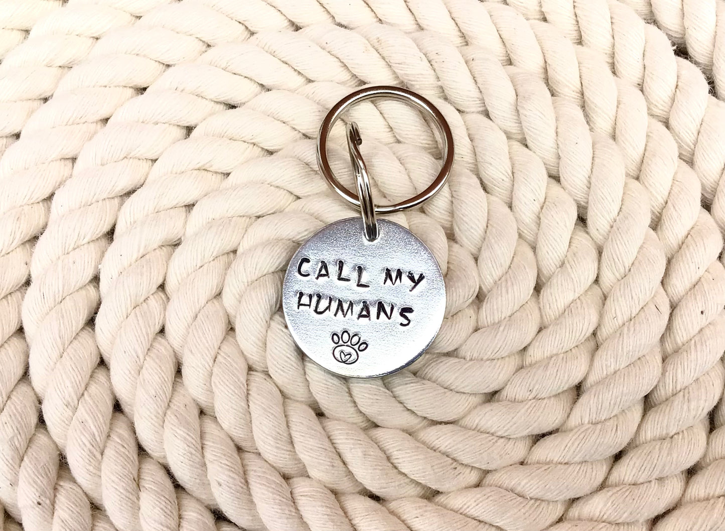 Call My Humans Hand Stamped Dog Tag