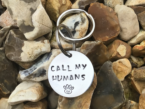Call My Humans Hand Stamped Dog Tag