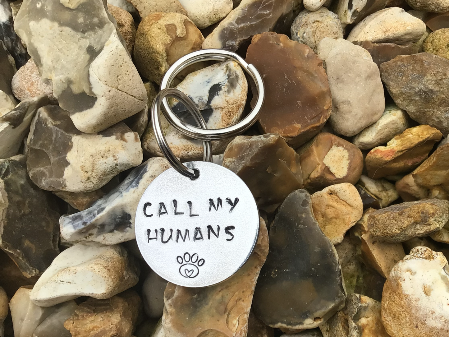 Call My Humans Hand Stamped Dog Tag